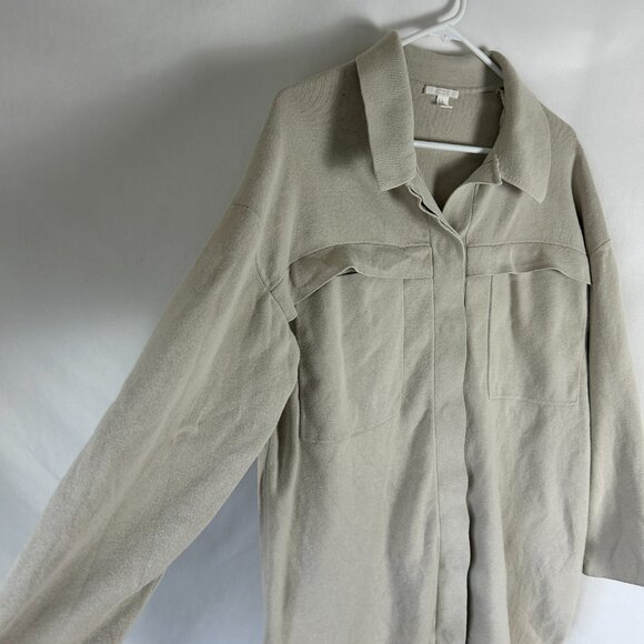 COS Sweater Knit Cardigan Shacket S Oversized Taupe - Picture 4 of 6